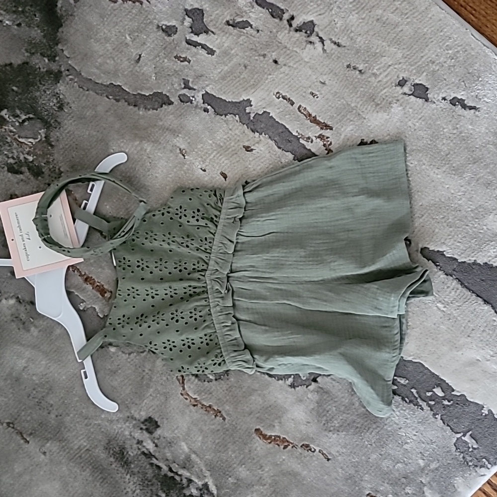 Green Sleeveless Romper with Matching Headband